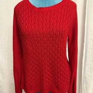Aerpostale Women Red Wool Blend Knit Classic Pullover Tunic Sweater